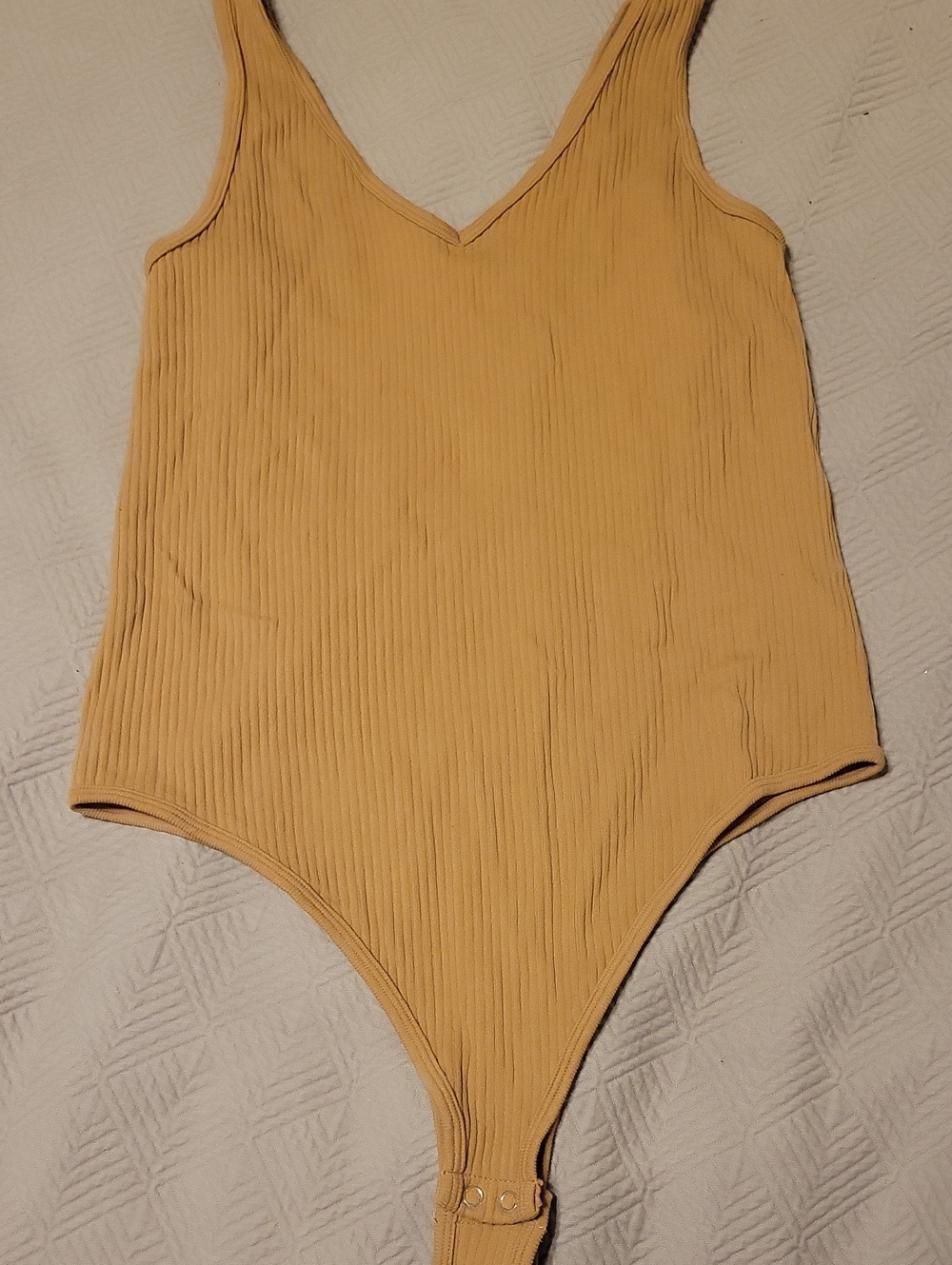Gypsy And Jade One-Piece Ribbed Tank Bodysuit - Mustard Lg